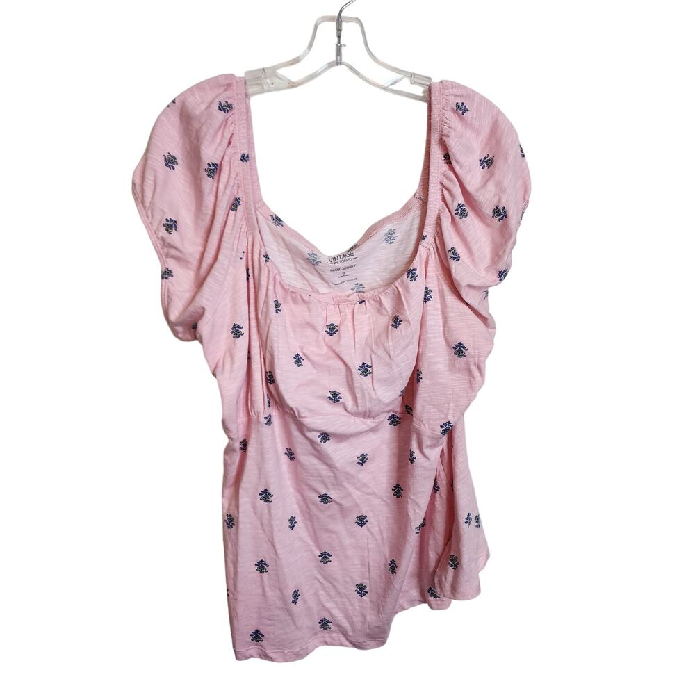 Torrid Super Soft Slub Scoop Neck Bust Fitted Top, Ditsy Almond, NWT, 2X - Picture 2 of 7